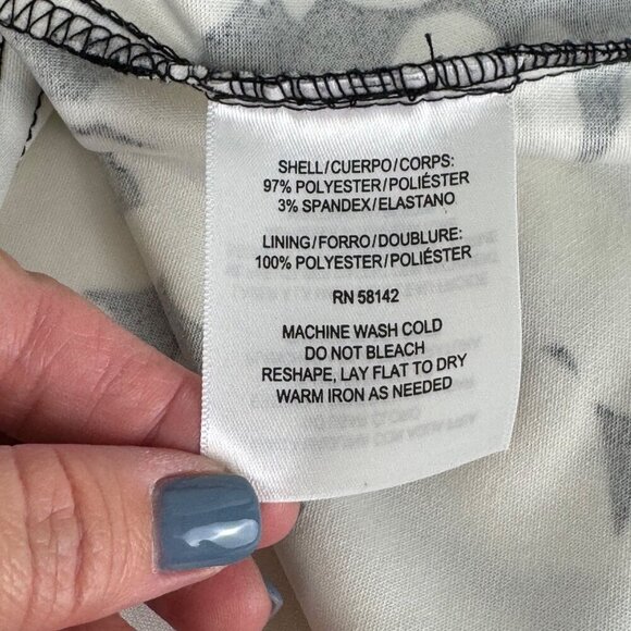 London Times Career Sheath Dress A Line Size 16 Floral Ivory Cream Black Midi - Picture 6 of 8